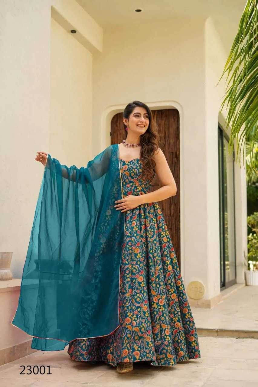 Silk Anarkali Long Gown - MYLUXURY LANE ENTERPRISE